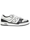 Fendi Leather Panelled Lace-up Sneakers In Black
