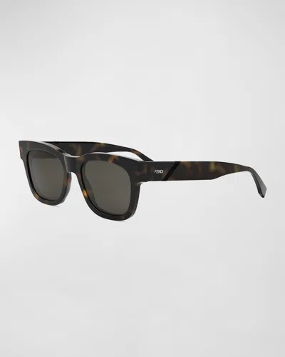 Fendi Men's Square Acetate Sunglasses In Black