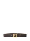 Fendi Ff Square Reversible Leather Belt In Brown