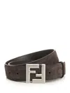 Fendi Men Squared Ff Belt In Brown