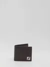 Fendi Brown Bi-fold Wallet With Squared Ff Motif In Leather Man