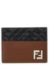 Fendi Leather And Ff Canvas Squared Card Holder