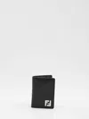 Fendi Ff Squared Leather Bi-fold Card Holder Accessories In Black