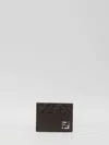 Fendi Brown Card-holder With Squared Ff Motif In Leather And Ff Canvas Man