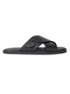 Fendi Crossed X-strap Calfskin Slide Sandals In Black