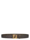 Fendi Brown Squared Ff Reversible Belt In Black