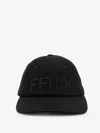 Fendi Men Stretch Cotton Baseball Hat With Logo Embroidery In Black