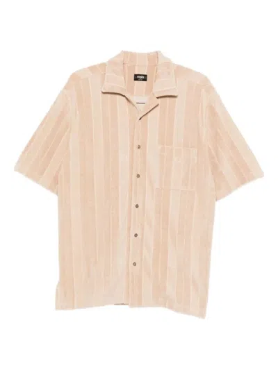 Fendi Men Stripe Shirt In Brown