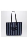 Fendi Blue Striped Fabric Shopper Bag With Logo Men