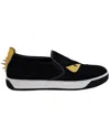 Fendi Monster Slip-ons In Black Suede In Black