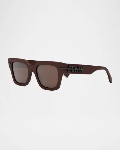Fendi Men's Tonal Logo Acetate Square Sunglasses In Colhav Rovxmr