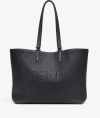Fendi Roma Logo Embossed Shopper Bag In Black