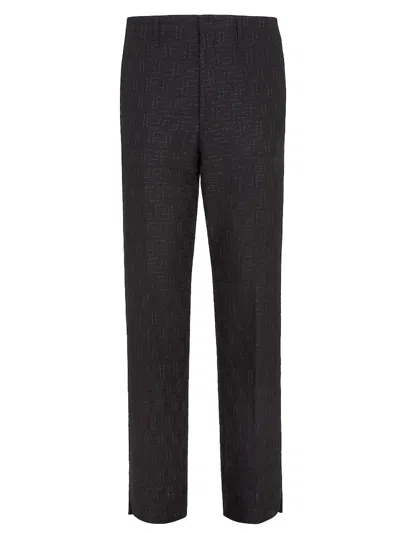 FENDI FENDI MEN LINEN FF JACQUARD TROUSERS