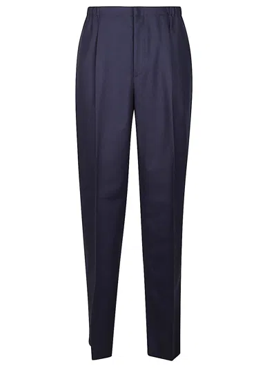 Fendi Men Trousers With Logo In Blue