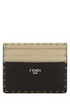 Fendi Men Two-tone Leather Sellerie Card Holder In Multicolor