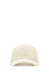 Fendi Cappello Da Baseball In Misto Lino Bianco Uomo In White