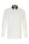 Fendi Men White Shrit With Classic Collar With Ff Motif And Curved Hem In Cotton Man In White