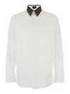 Fendi Men White Shrit With Classic Collar With Ff Motif And Curved Hem In Cotton Man In Multi