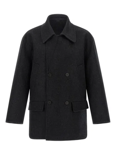 Fendi Felt Wool Coat Coats And Trench Coats Gray In Black