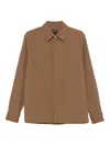 Fendi Men Wool Gabardine Shirt In Brown