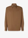 Fendi Men Wool Gabardine Shirt In Brown