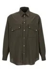 Fendi Wool Shirt With Back Yoke And Chest Pockets In Green