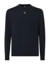 Fendi Ff Logo Wool Crewneck Sweater In Blue