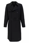 Fendi Black Wool Double-breasted Trench Coat In Black