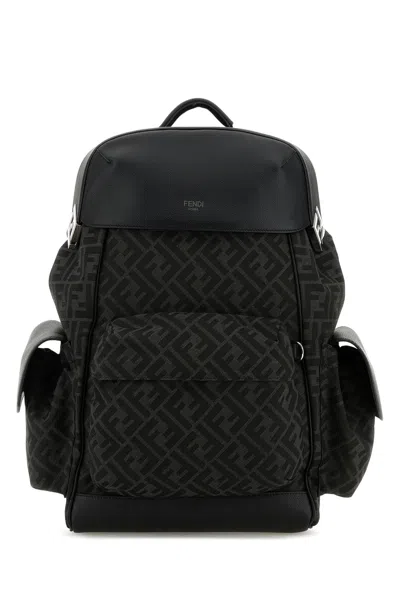 Fendi Men Zaino Ff Black In Multicolor