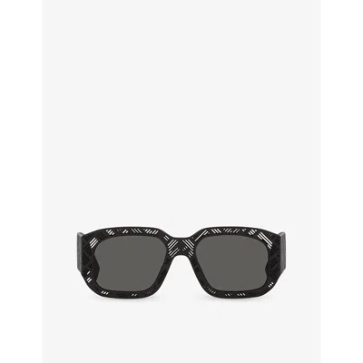 Fendi Mens Black Fe40113i Shadow Rectangle-frame Acetate Sunglasses