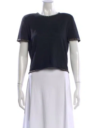 Pre-owned Fendi Merino Wool Graphic Print T-shirt In Black