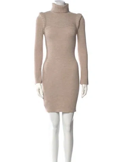 Pre-owned Fendi Merino Wool Mini Dress In Neutral