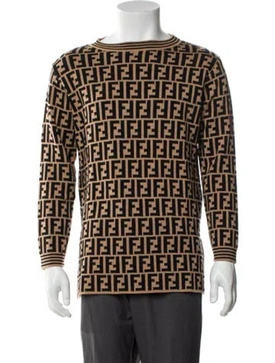 Pre-owned Fendi Merino Wool Mini Dress In Neutral