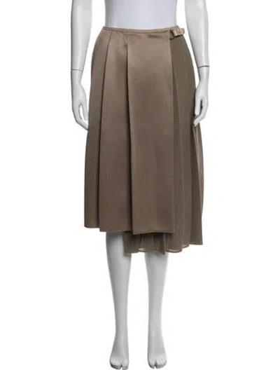 Pre-owned Fendi Mesh Accents Midi Length Skirt In Brown