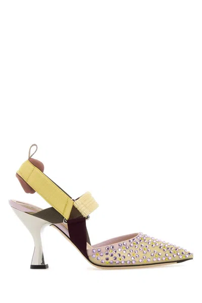 Fendi Mesh And Fabric Colibri Pumps With 8.5 Cm Heel In Multi