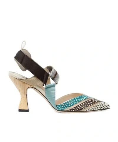 FENDI FENDI COLIBRÌ PRINTED HIGH-HEEL SLINGBACK PUMPS
