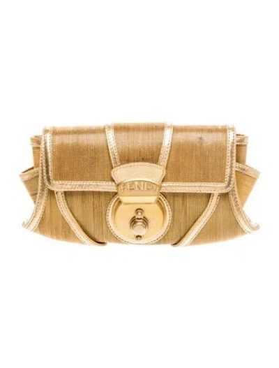 Pre-owned Fendi Mesh Clutch Vintage In Gold/metallic
