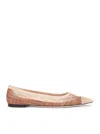 Fendi Colibri Ff Mesh Pointed Ballerina Flats In Color Carne Y Neutral