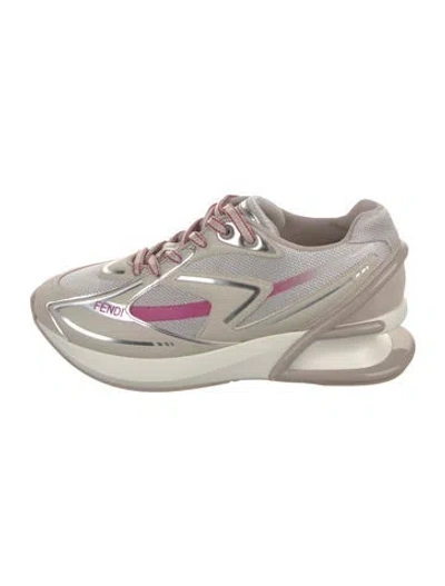 Pre-owned Fendi Mesh Colorblock Pattern Athletic Sneakers In Gray