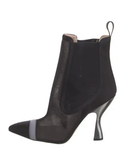 Pre-owned Fendi Mesh Colorblock Pattern Chelsea Boots In Multi