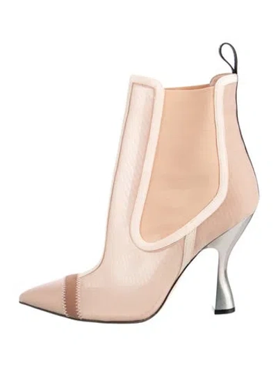 Pre-owned Fendi Mesh Colorblock Pattern Chelsea Boots In Neutral