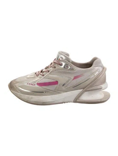 Pre-owned Fendi Mesh Colorblock Pattern Sneakers In Gray