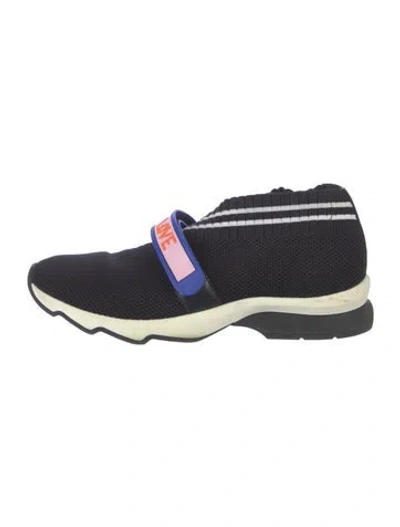 Pre-owned Fendi Mesh Colorblock Pattern Sock Sneakers In Blue