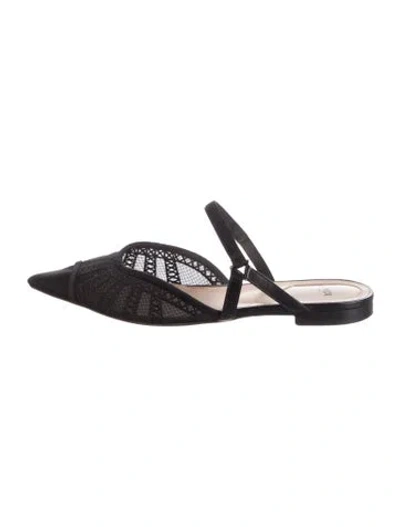 Pre-owned Fendi Mesh Embroidered Accent Flats In Black