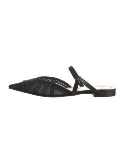 Pre-owned Fendi Mesh Embroidered Accent Mules In Black