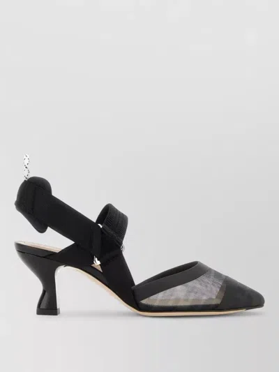 Fendi Mesh Fabric Colibrì Pumps Pointed Toe In Black