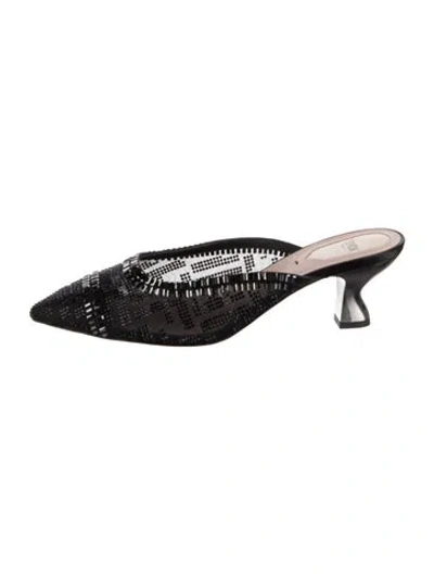Pre-owned Fendi Mesh Graphic Print Mules In Black