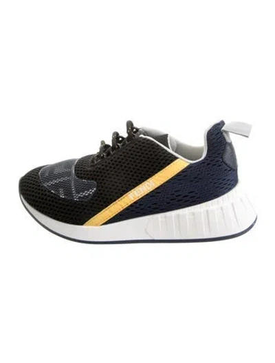 Pre-owned Fendi Babies' Mesh Patterned Sneakers In Black