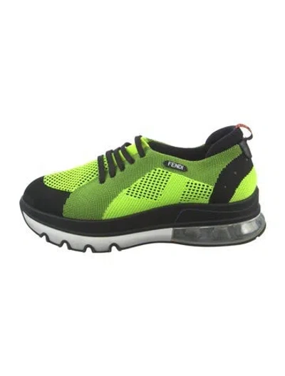 Pre-owned Fendi Mesh Printed Athletic Sneakers In Green