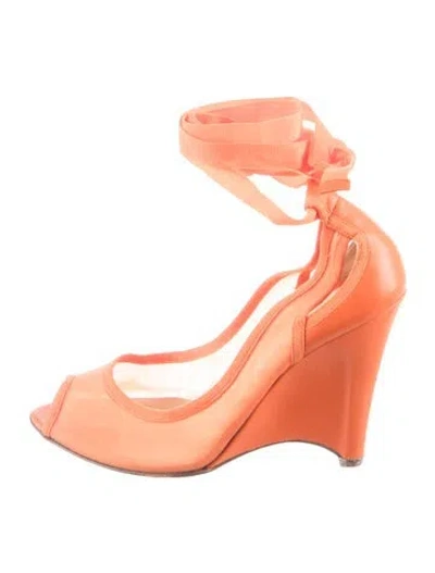 Pre-owned Fendi Mesh Pumps In Orange